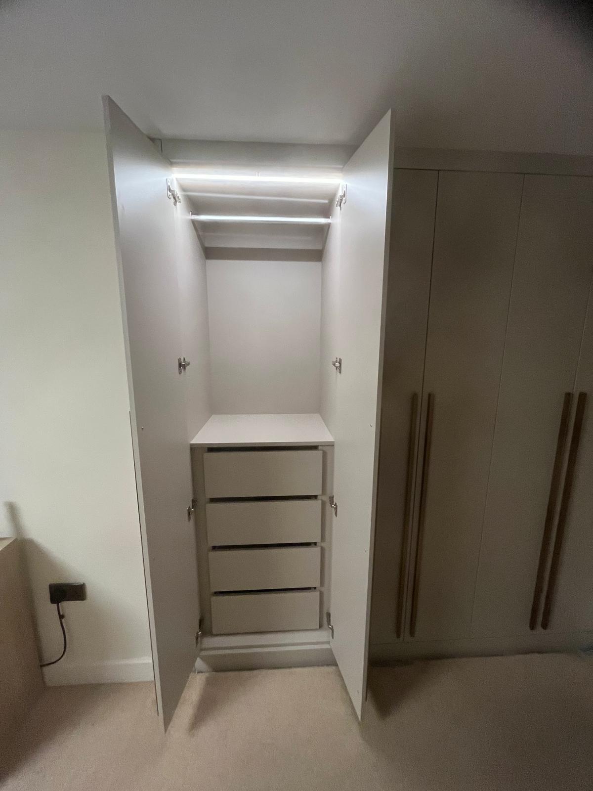 Bespoke alcove cabinets and shelving installed by Bespoke Furniture Group in a Newcastle home