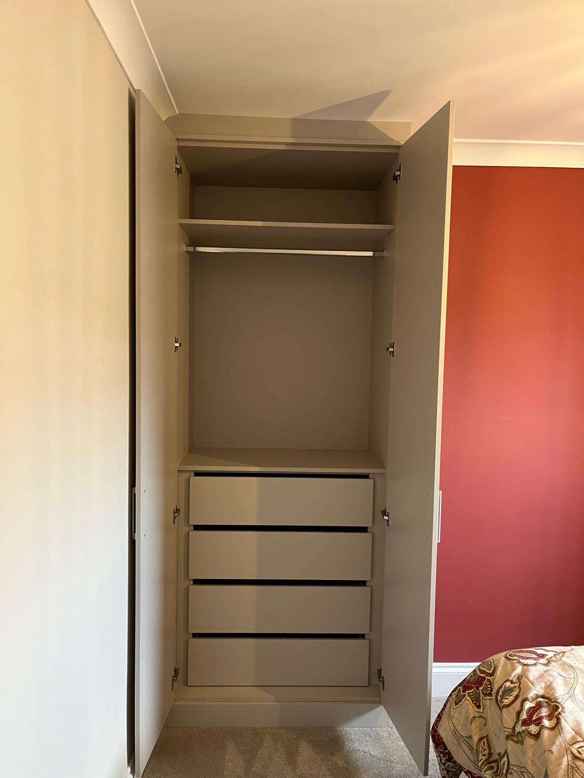Bespoke alcove cabinets and shelving installed by Bespoke Furniture Group in a Newcastle home