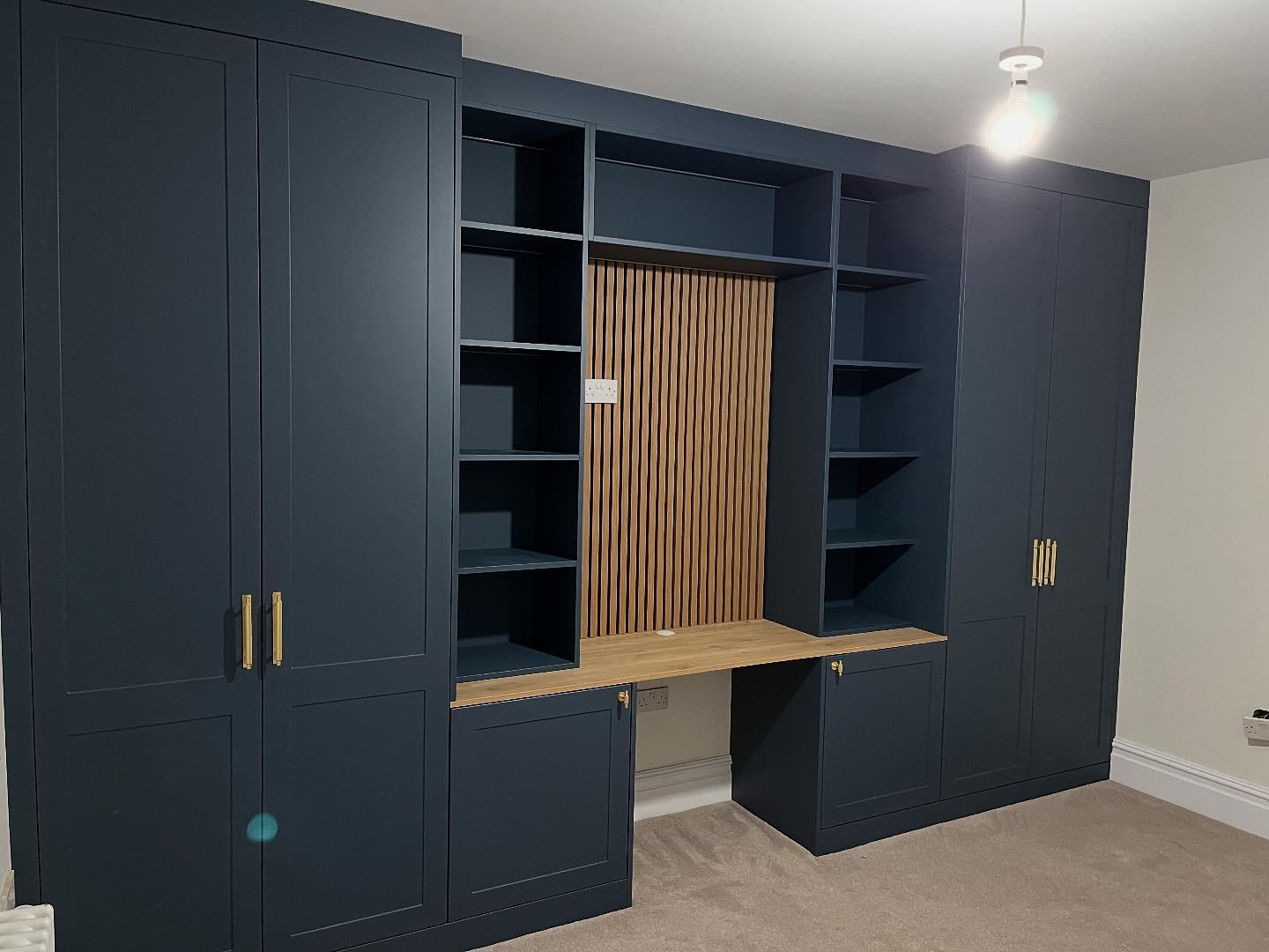 Bespoke fitted home office with integrated desk and storage