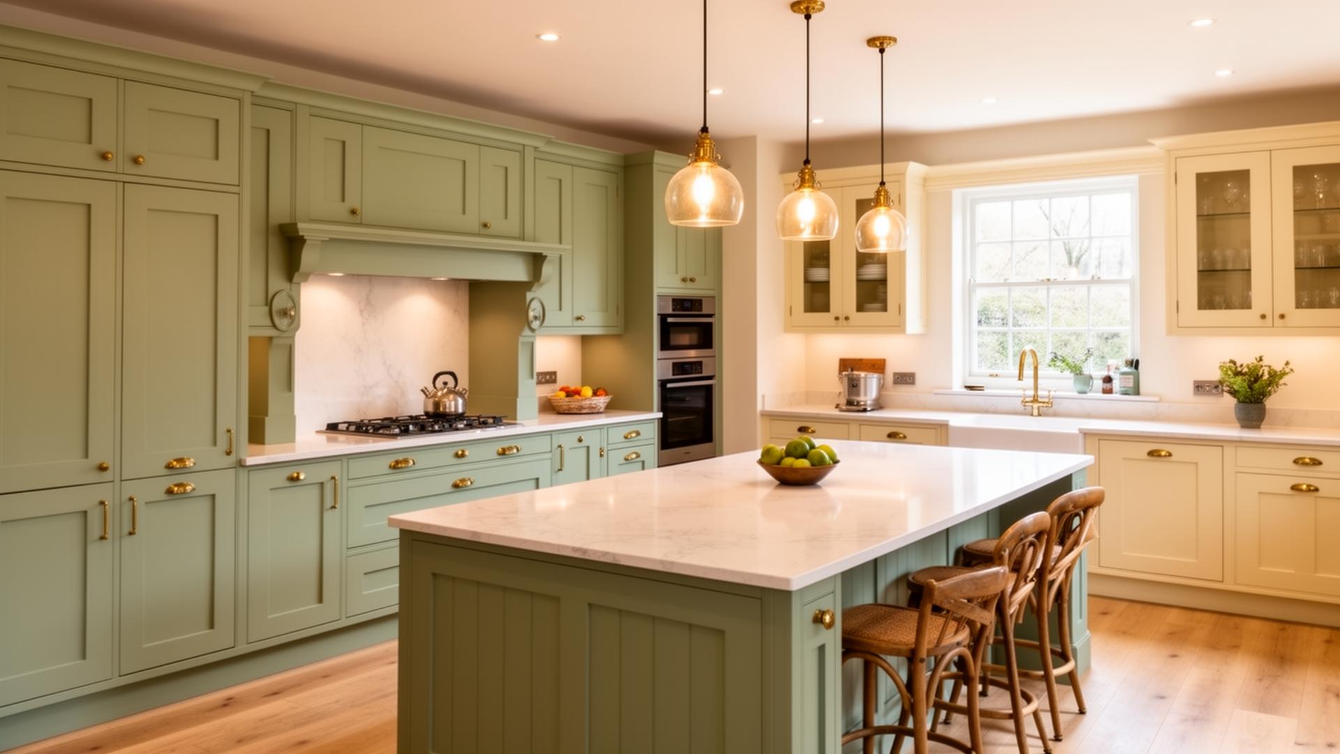 Bespoke fitted kitchen with shaker cabinets and island