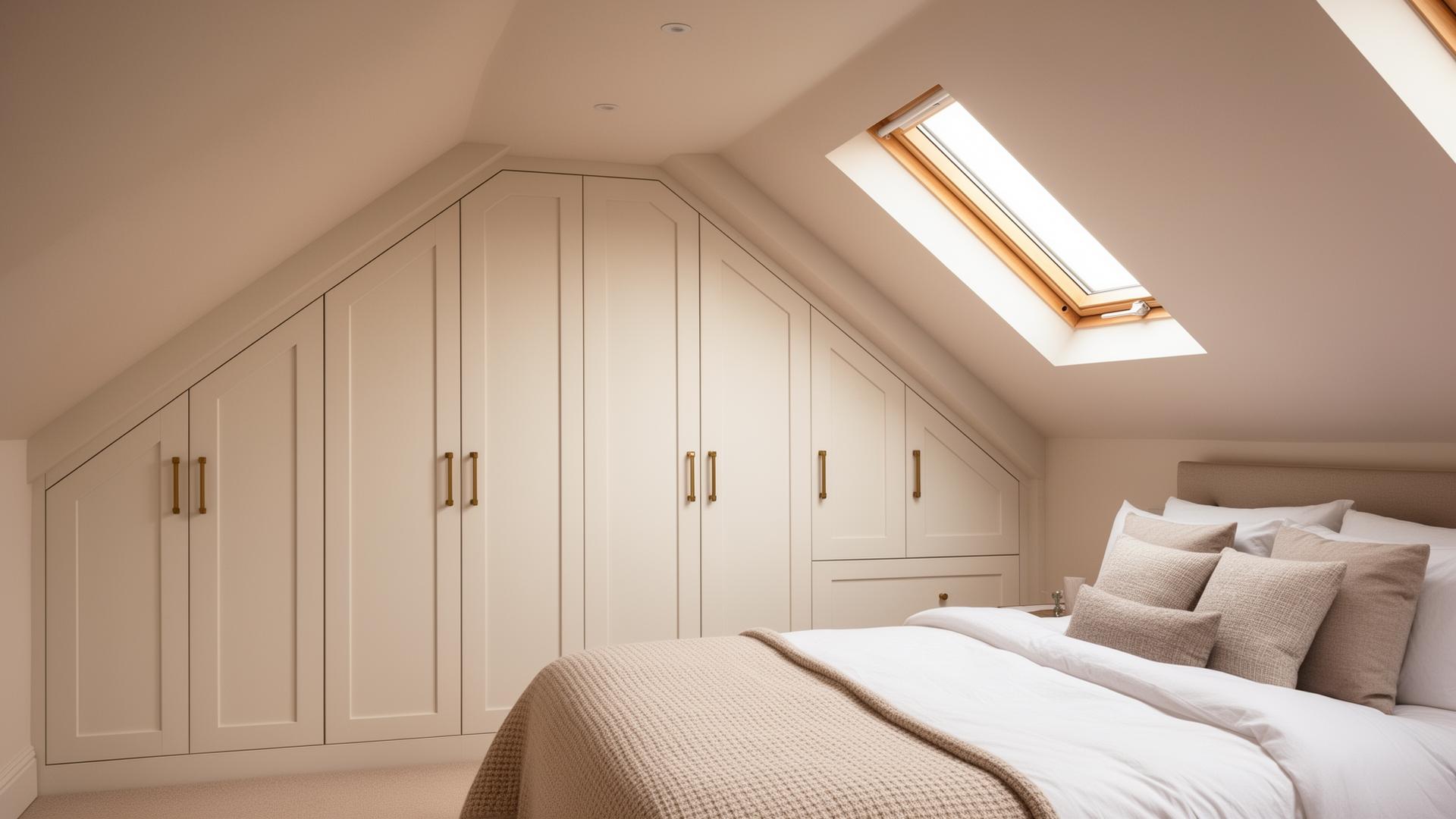 Bespoke loft fitted wardrobes following sloped ceiling angles